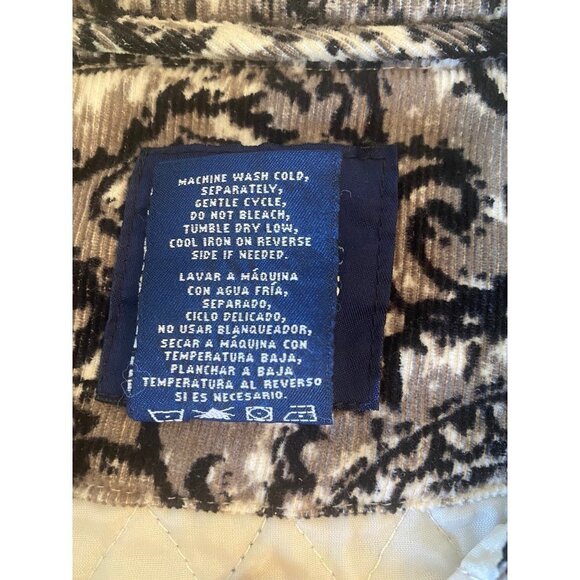 Basic Editions Corduroy Paisly Vest in black and white, XL - Picture 9 of 9